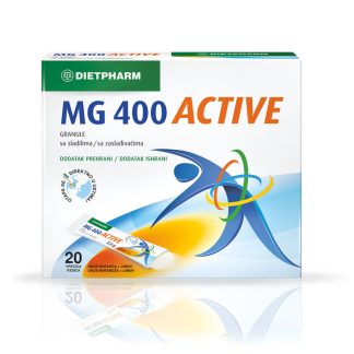 DIETPHARM MAGNEZIJ 400 ACTIVE GRANULE a20, Za normalnu funkciju mišića i nervnog sistema te vitaminima B skupine protiv umora i iscrpljenosti