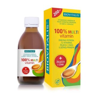 Biovitalis 100% Multivitamin tekući dodatak prehrani 200 ml