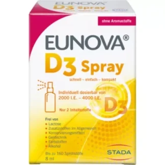 EUNOVA D3 SPREJ 2000 IJ 8ml, Doprinosi normalnoj funkciji imunog sistema, očuvanju normalnih kostiju, zuba i mišićne funkcije.