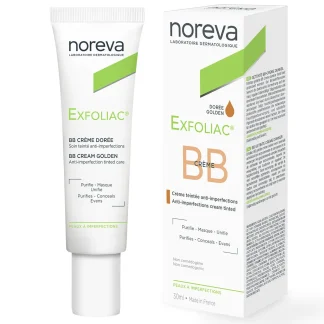 Noreva EXFOLIAC tonirana BB krema gold 30ml, Obojena krema protiv nepravilnosti, nekomedogeno