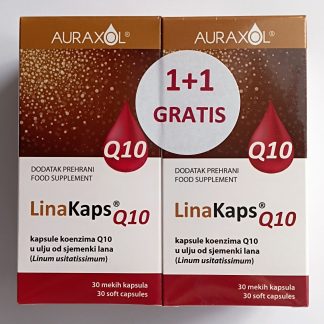 Auraxol LinaKaps Koenzim Q10 U Ulju Sjemenki Lana 30 Kapsula 1+1 GRATIS