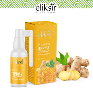 Eliksir Propolis sprej za grlo 30ml, Za ublažavanje tegoba kod virusnih, bakterijskih i gljivičnih upala grla