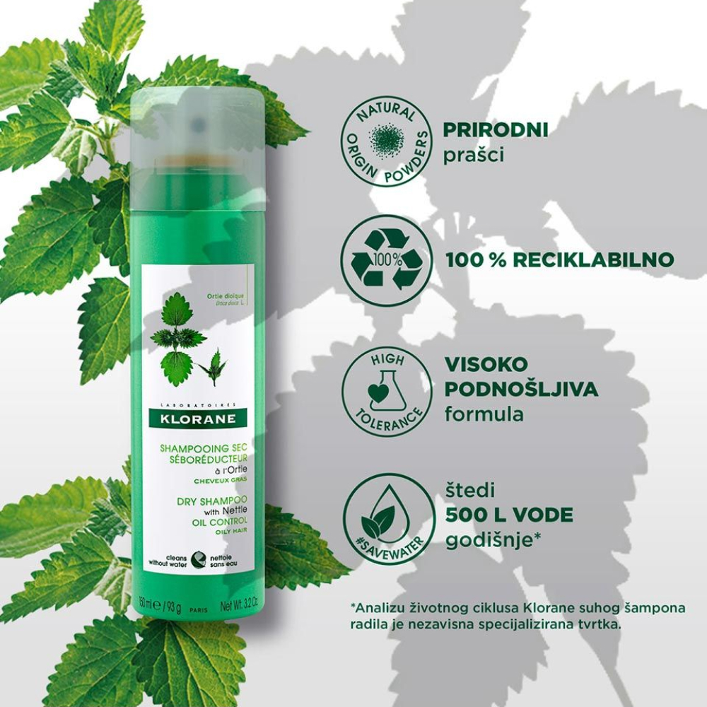 Klorane Suhi Šampon Kopriva 150ml + Šampon Kinin 100ml GRATIS - Slika 3