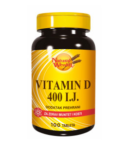 NATURAL WEALTH VITAMIN D3 400i.j. tablete a 100, Dodatak prehrani za nadoknadu vitamina D