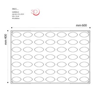 SILIKONSKI KALUP 600×400 Quenelle-Žličnjaci 32 ml